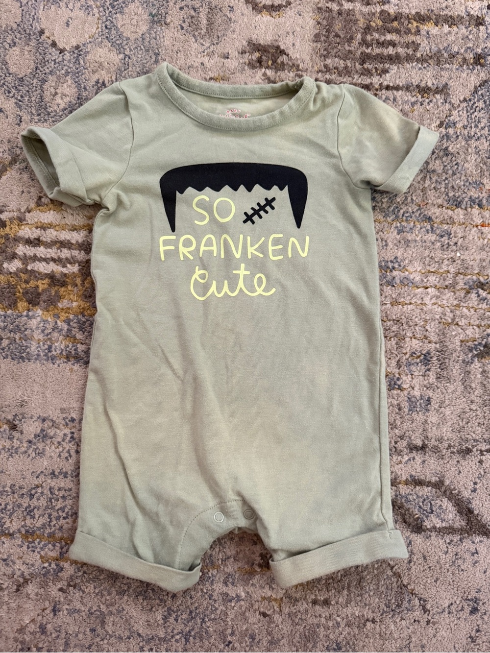 Cat & Jack Sage Green "So Franken Cute" Baby One-Piece